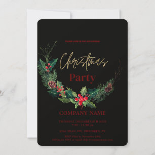  Modern Chic Corporate Christmas Watercolor Wreath Invitation