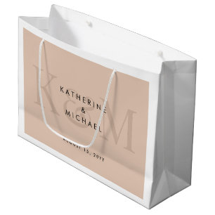 Modern Chic Couple Names Bride & Groom Wedding Large Gift Bag