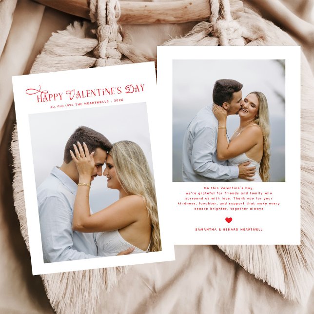 Modern Chic Couples Photo Happy Valentines Day Holiday Card (Creator Uploaded)