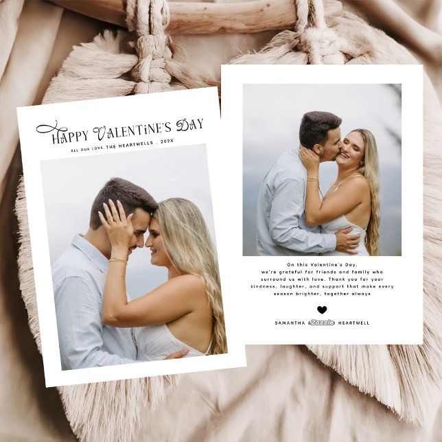 Modern Chic Couples Photo Happy Valentines Day Holiday Card (Creator Uploaded)
