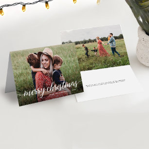 Modern Chic Custom 2 Photos Merry Christmas Family Holiday Card