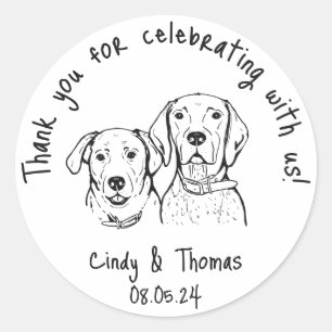 Modern Chic Custom Funny Pet Wedding Favour Classic Round Sticker