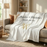 Modern Chic Custom Newlywed Keepsake Monogram Fleece Blanket<br><div class="desc">Modern Chic White Personalised Newlywed Keepsake Monogram Fleece Blanket. Personalised white and gold monogrammed Fleece Blanket. Classic script for the initial, the names of the bride and groom and the wedding date on a simple elegant white background. Perfect gift for newly weds, a cherished reminder of their special day or...</div>