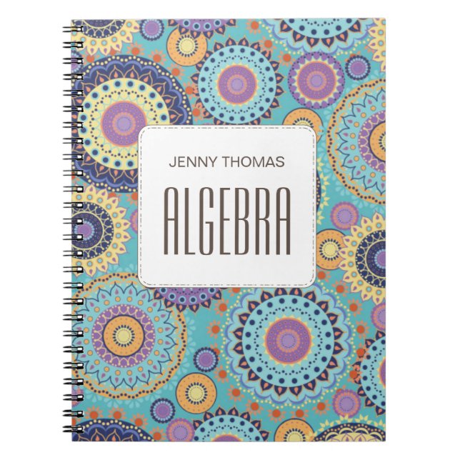 Modern Chic Cute Trendy Colourful Pattern Class Notebook (Front)