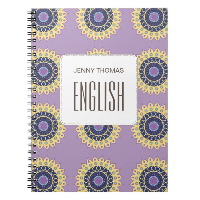 Modern Chic Cute Trendy Colourful Pattern Class Notebook (Front)