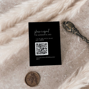 Modern Chic Dark Black QR Code RSVP Enclosure Card