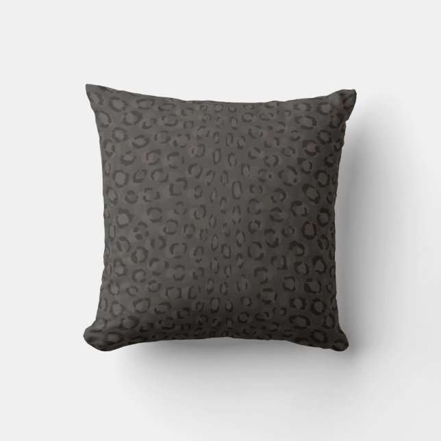 Modern chic dark grey cheetah print pattern cushion (Front)