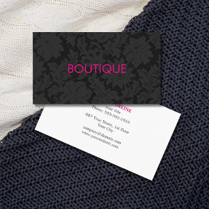 Modern Chic Dark Grey Lace Pattern Boutique Business Card