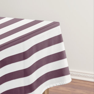 Modern Chic Dark Rose Pink White Stripes Pattern Tablecloth