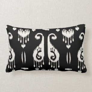 Modern chic decorative black and white ikat pillow