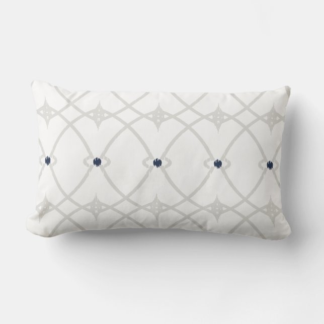 Modern chic decorative blue and white ikat pillow (Front)