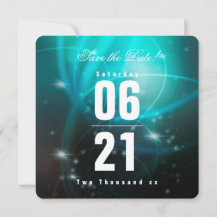 Modern Chic Deep Sea Aqua Bokeh with Typography