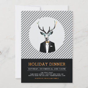 Modern Chic Deer Christmas / Holiday Dinner Party Invitation