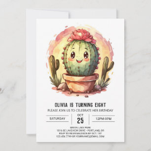 Modern Chic Desert Cactus Girl Birthday Invitation