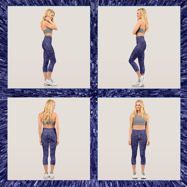 Modern, chic design in dark blue, glitter effect capri leggings (Creator Uploaded)