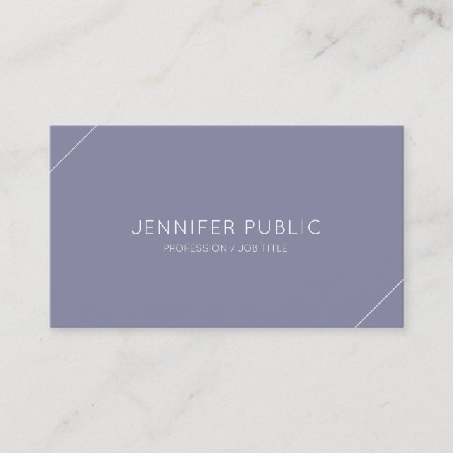 Modern Chic Design Purple Violet Plain Stylish Business Card (Front)