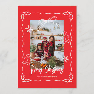 Modern chic doodle photo family christmas card