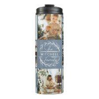 Modern Chic Dusty Blue Monogrammed & Photo Collage