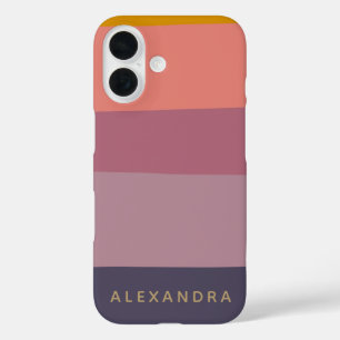 Modern Chic Dusty Lilac Striped Personalised Name iPhone 16 Case