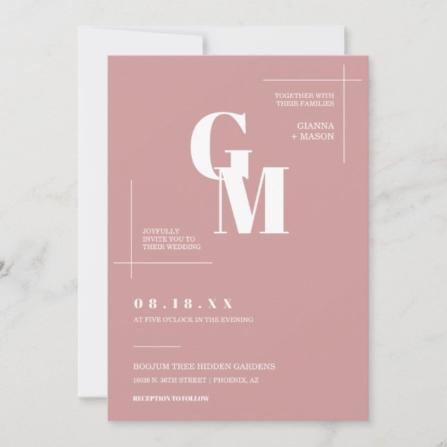 Modern Chic Dusty Pink Boho Wedding QR Code Photo Invitation (Front)