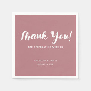 Modern Chic Dusty Rose Script Thank You Wedding Napkin