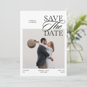 Modern Chic Editorial Script Photo Double Sided Save The Date
