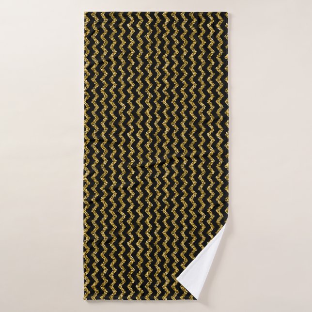 Modern chic elegant black and gold     bath towel (Bath Towel)