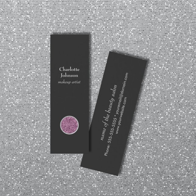 Modern Chic Elegant Grey Purple Makeup Artist Mini Business Card (Creator Uploaded)