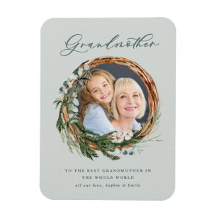 modern chic elegant leafy wreath photo magnet