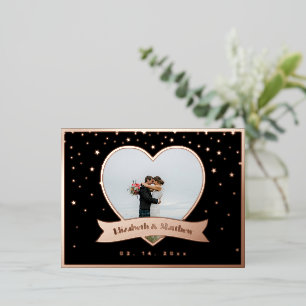 Modern Chic Elegant Photo Wedding Save The Date Foil Invitation Postcard