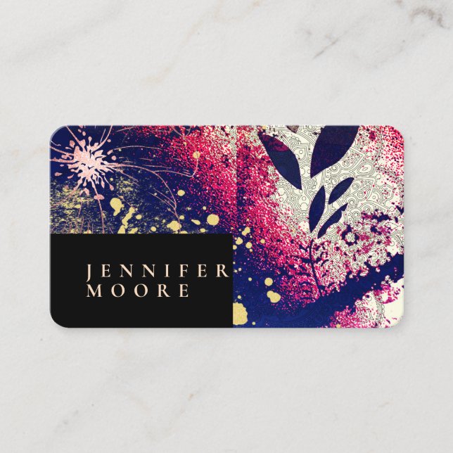 Modern Chic Elegant Rose Gold Burgundy Abstract Business Card (Front)