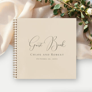 Modern Chic Elegant Sandy Beige Wedding Guest Book
