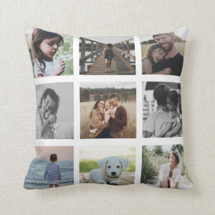 Modern Chic Family Photo Collage Keepsake Trendy Cushion
