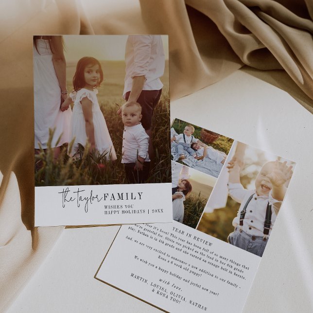 Modern Chic Family Photo Year in Review Christmas Holiday Card (Creator Uploaded)