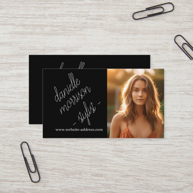 Modern Chic Fashion Stylist Actor Model Business Card (Front/Back In Situ)