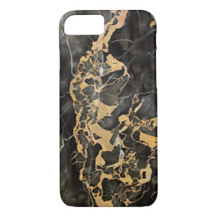 Modern chic faux gold foil black marble iPhone 8/7 case