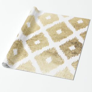 Modern chic faux gold leaf ikat pattern wrapping paper