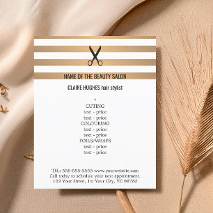 Modern Chic Faux Gold Stripes Hairstylist Menu