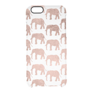 Modern chic faux rose gold elephant pattern clear iPhone 6/6S case