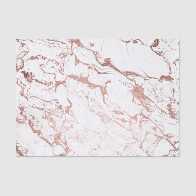 Modern chic faux rose gold white marble tissue paper (Front)