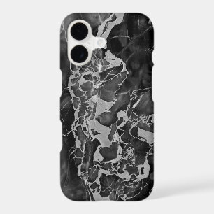 Modern chic faux silver foil black marble