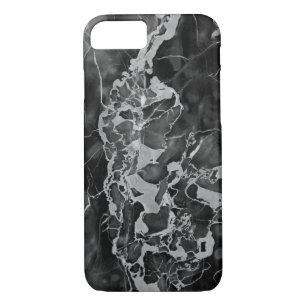 Modern chic faux silver foil black marble iPhone 8/7 case