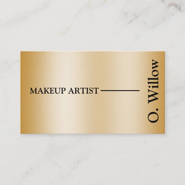 Modern Chic Feminine QR Code Gold Makeup Artist Business Card (Front)