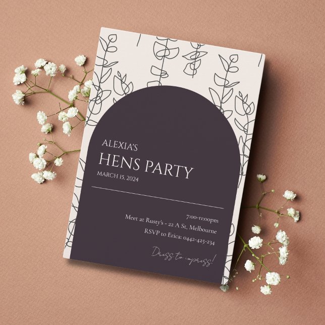 Modern Chic Floral Arch Hens Party Invitation (Creator Uploaded)