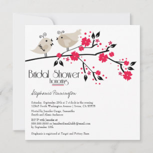Modern chic floral birds bridal shower invitation