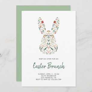 Modern Chic Floral Bunny Easter Brunch Invitation
