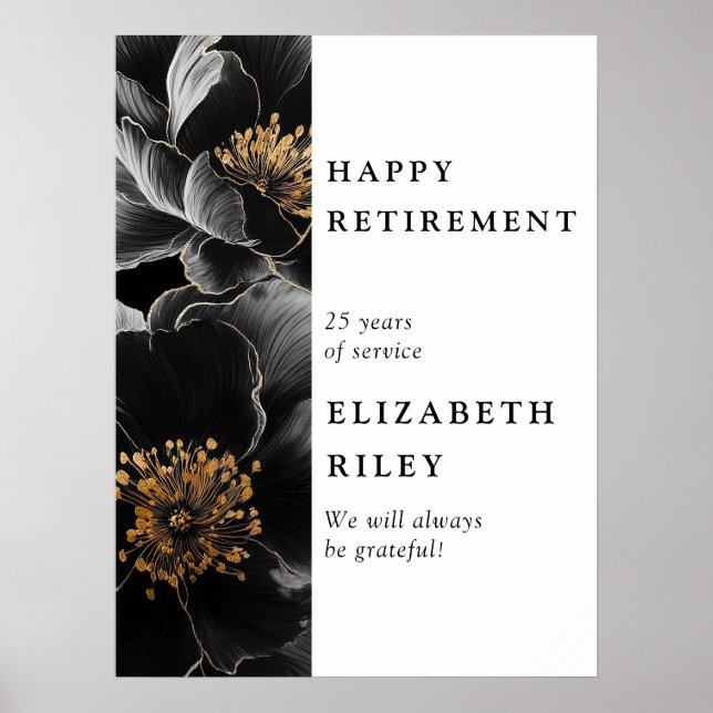Modern Chic Floral Happy Retirement Welcome Sign (Front)