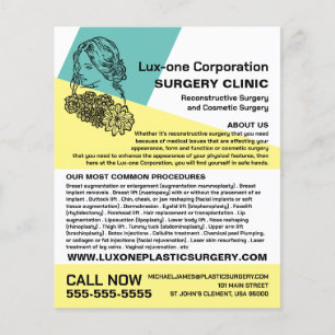 Modern Chic Floral Model, Plastic Surgeon/Surgery Flyer