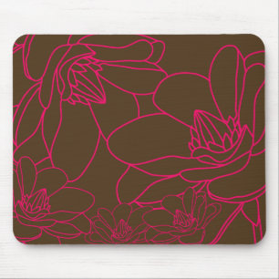 Modern Chic Floral Mousepad - Pink and Brown