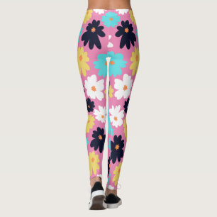 Modern Chic Floral Pink Leggings